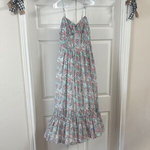 American Eagle Outfitters Blue and Green Ruffled Tiered Sundress
